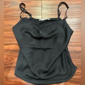 Abercrombie & Fitch Black Lace Trim Satin Top